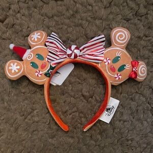 Disney Gingerbread Ears with Red and White Bow